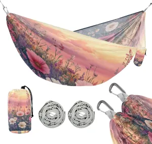 ATTX Wildflowers by The Sea Camping Hammock - Lightweight & Portable Hammocks, Heavy Duty 330lbs Capacity for Indoor, Hiking, Backpacking, Travel, Backyard, Beach#434