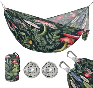 ATTX Wildflowers Mushrooms Camping Hammock - Lightweight & Portable Hammocks, Heavy Duty 330lbs Capacity for Indoor, Hiking, Backpacking, Travel, Backyard, Beach#323