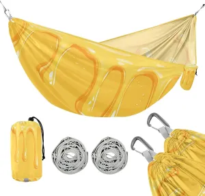 ATTX Yellow Cheese Dripping Cream Camping Hammock - Lightweight & Portable Hammocks, Heavy Duty 330lbs Capacity for Indoor, Hiking, Backpacking, Travel, Backyard, Beach#247