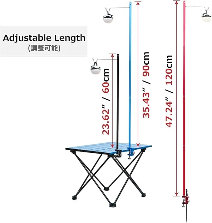 Azarxis Camping Table Folding Lamp Pole, Portable & Lightweight Lantern Light Clip Bracket with Clamp for Picnic, Hiking, Fishing, Backpacking, Traveling, BBQ