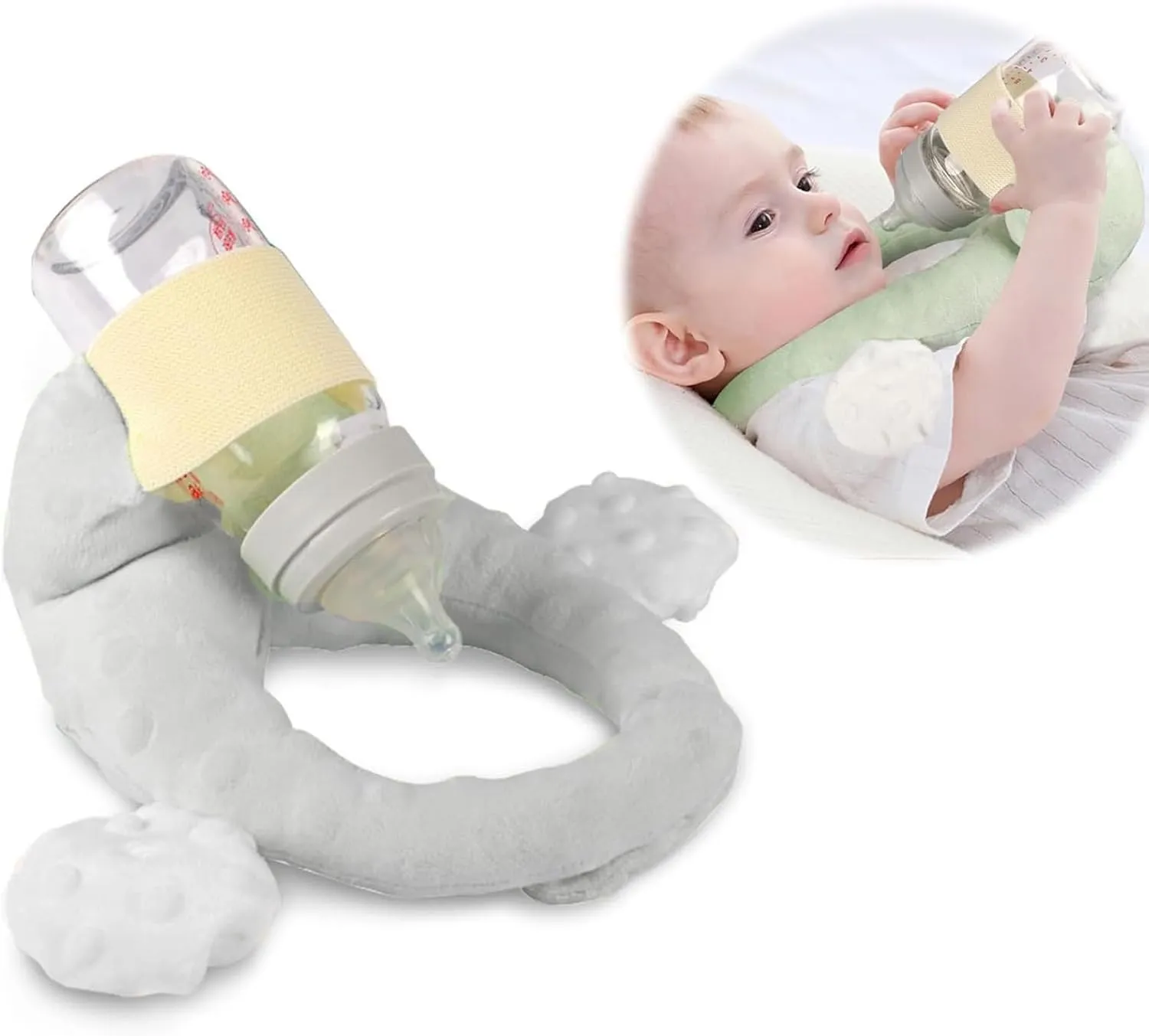 Baby Bottle Holder,Self Feeding Support Pad for Hands Free Bottle Feeding,Drying Rack Bottle (Grey2)