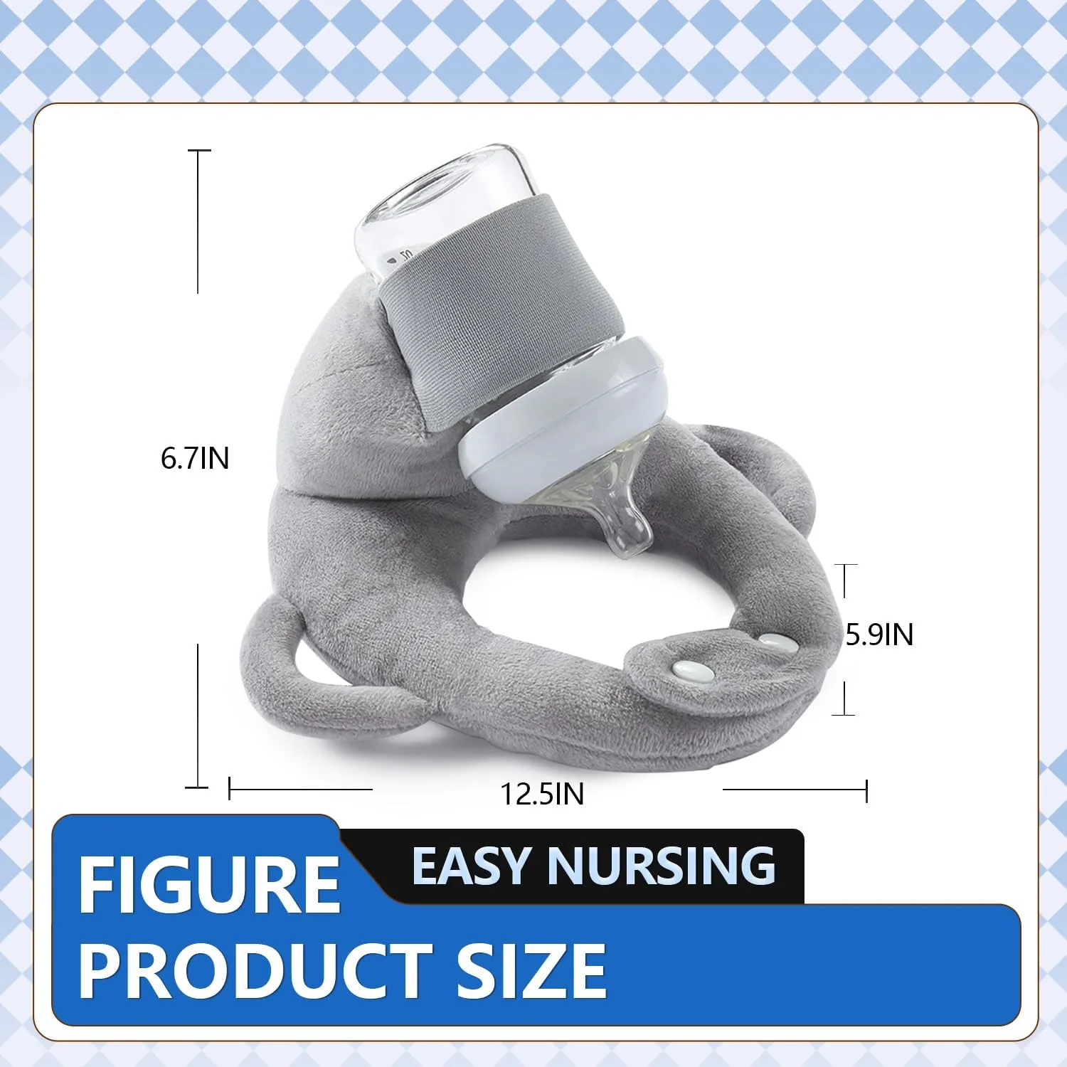 Baby Bottle Holder,Self Feeding Support Pad for Hands Free Bottle Feeding,Drying Rack Bottle (Grey)