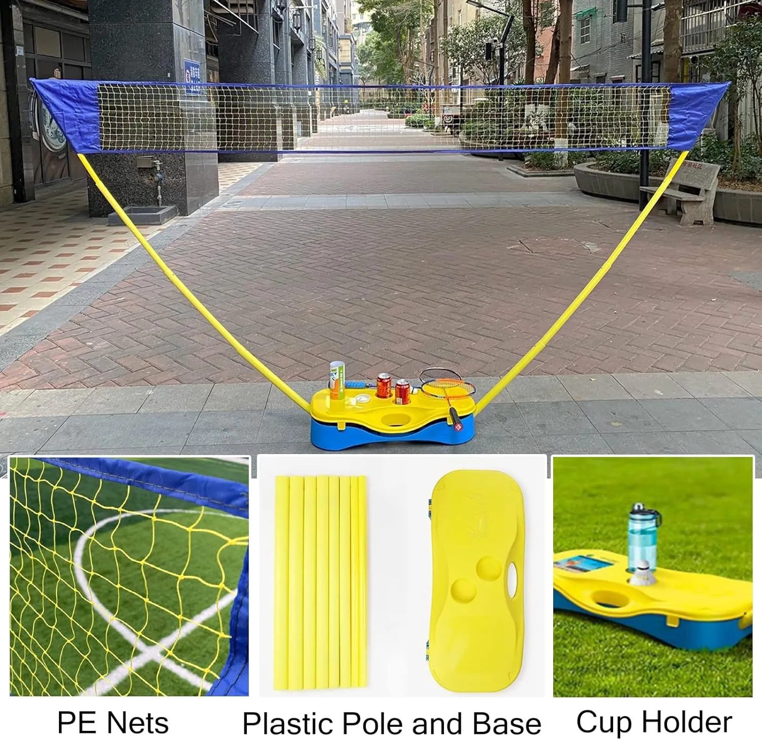 Badminton Sets for Backyards, 5 Feet High Badminton Tennis Net for Kids Youth Adults, Portable Volleyball Net System with Carrying Case Base, Easy to Install,L 3m/10ft-H 150cm/5ft