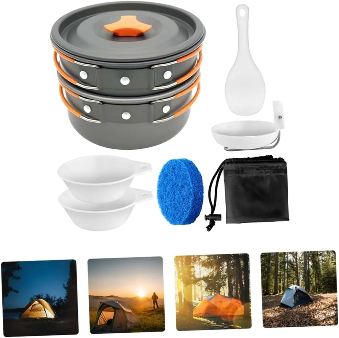 Balacoo Portable Pot Camp Travel Pots Outdoor Portable Cookware Small Backing Cookware Aluminum Alloy