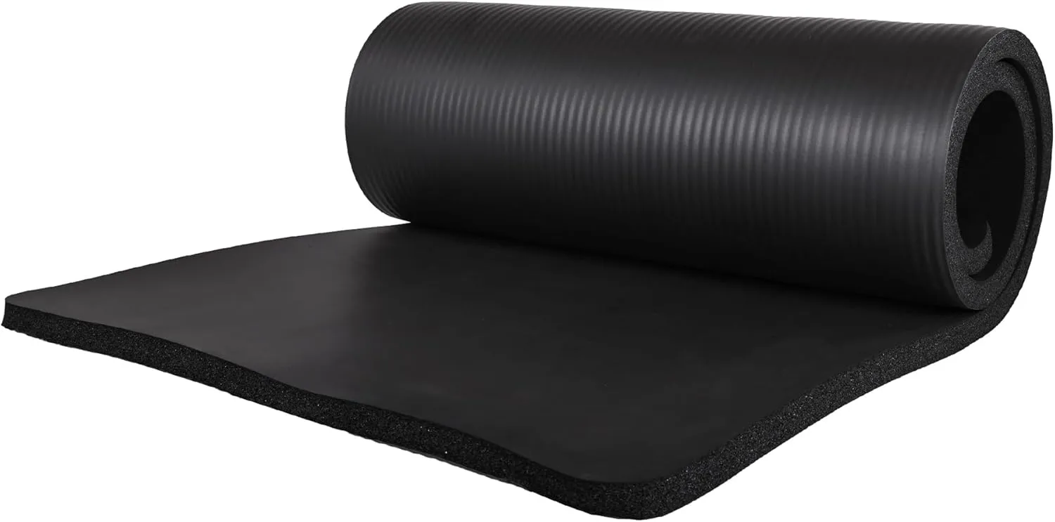 BalanceFrom Exercise Yoga Mat for Home Workout, 1” Thick, Optional Blocks & Knee Pad
