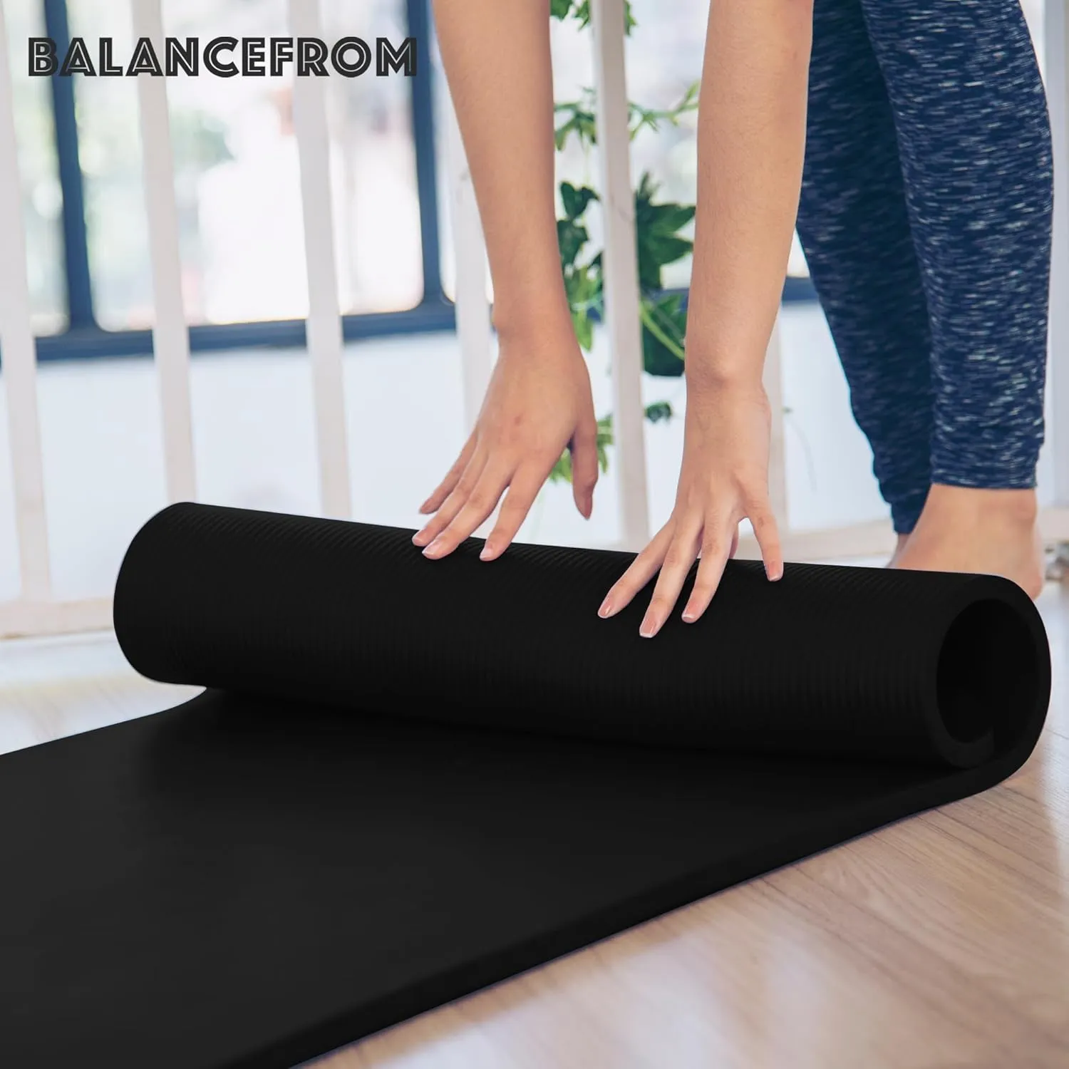 BalanceFrom Exercise Yoga Mat for Home Workout, 1” Thick, Optional Blocks & Knee Pad