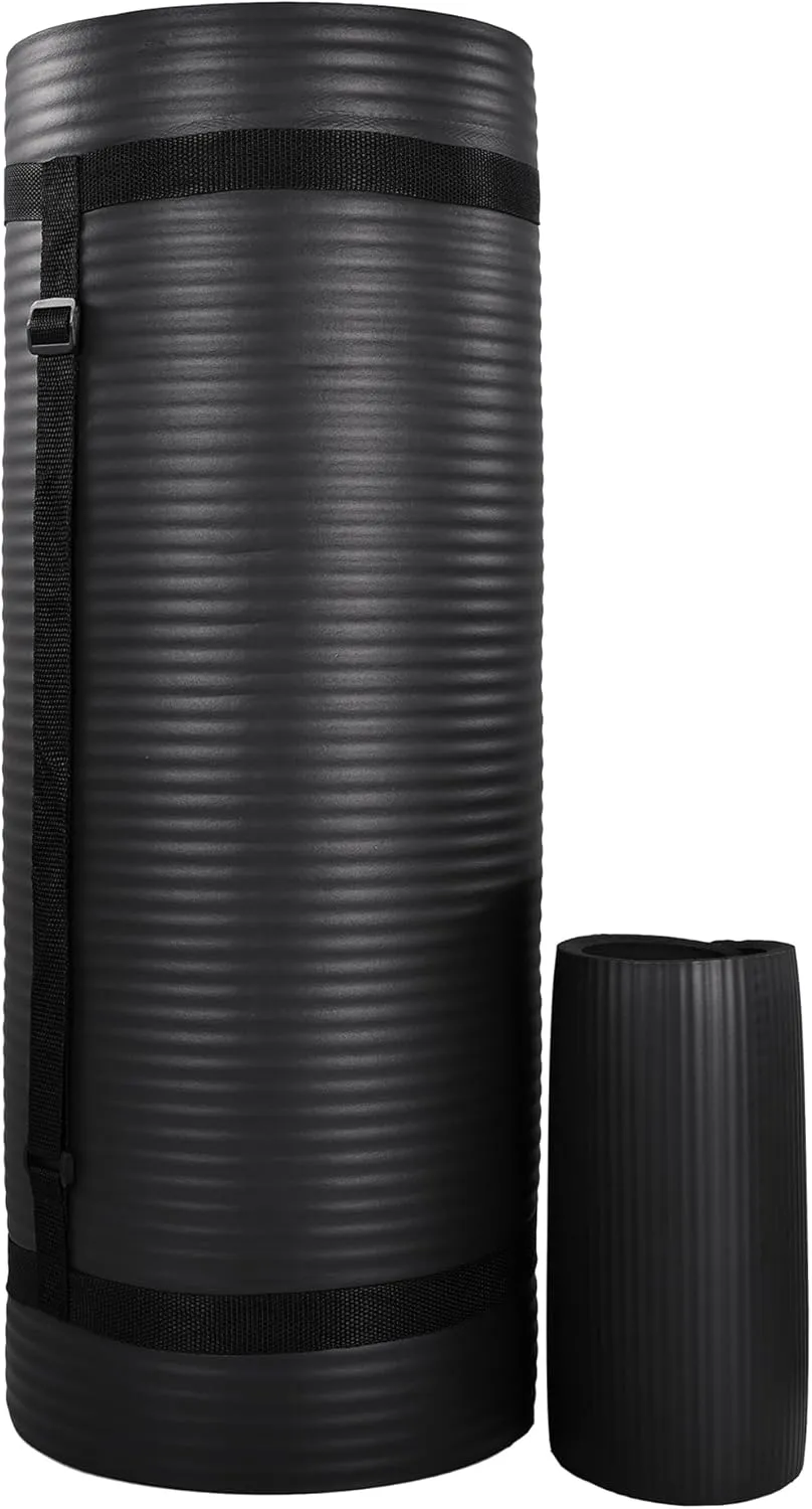 BalanceFrom Exercise Yoga Mat for Home Workout, 1” Thick, Optional Blocks & Knee Pad