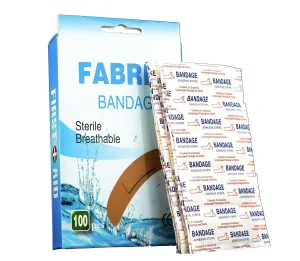 Band Aid Sterile 3/4" x 3" Flexible Fabric Self Adhesive Bandages with Non-Stick Pad for Wound Care and First Aid Skin Color Box of 2000