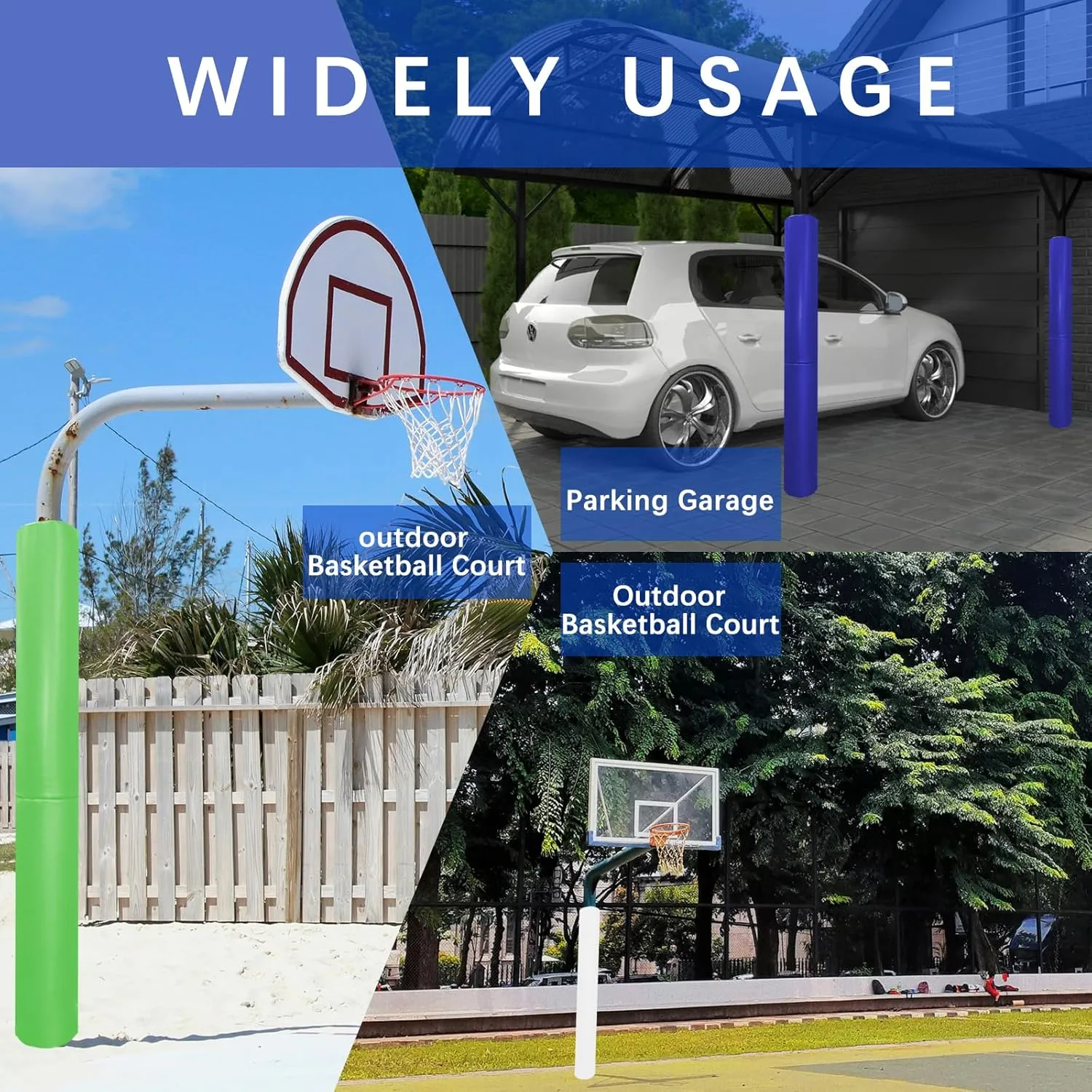 Basketball Pole Padding Heavy Duty Safety Pad for 3"- 5" Round Poles, Waterproof & Durable –Garage, Basement, Outdoor Court Safety Pad