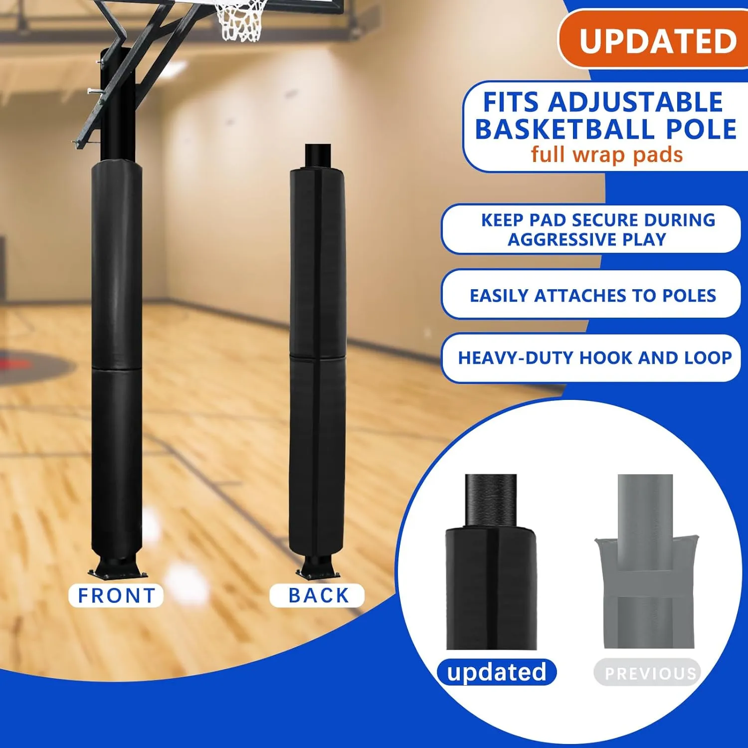 Basketball Pole Padding Heavy Duty Safety Pad for 3"- 5" Round Poles, Waterproof & Durable –Garage, Basement, Outdoor Court Safety Pad