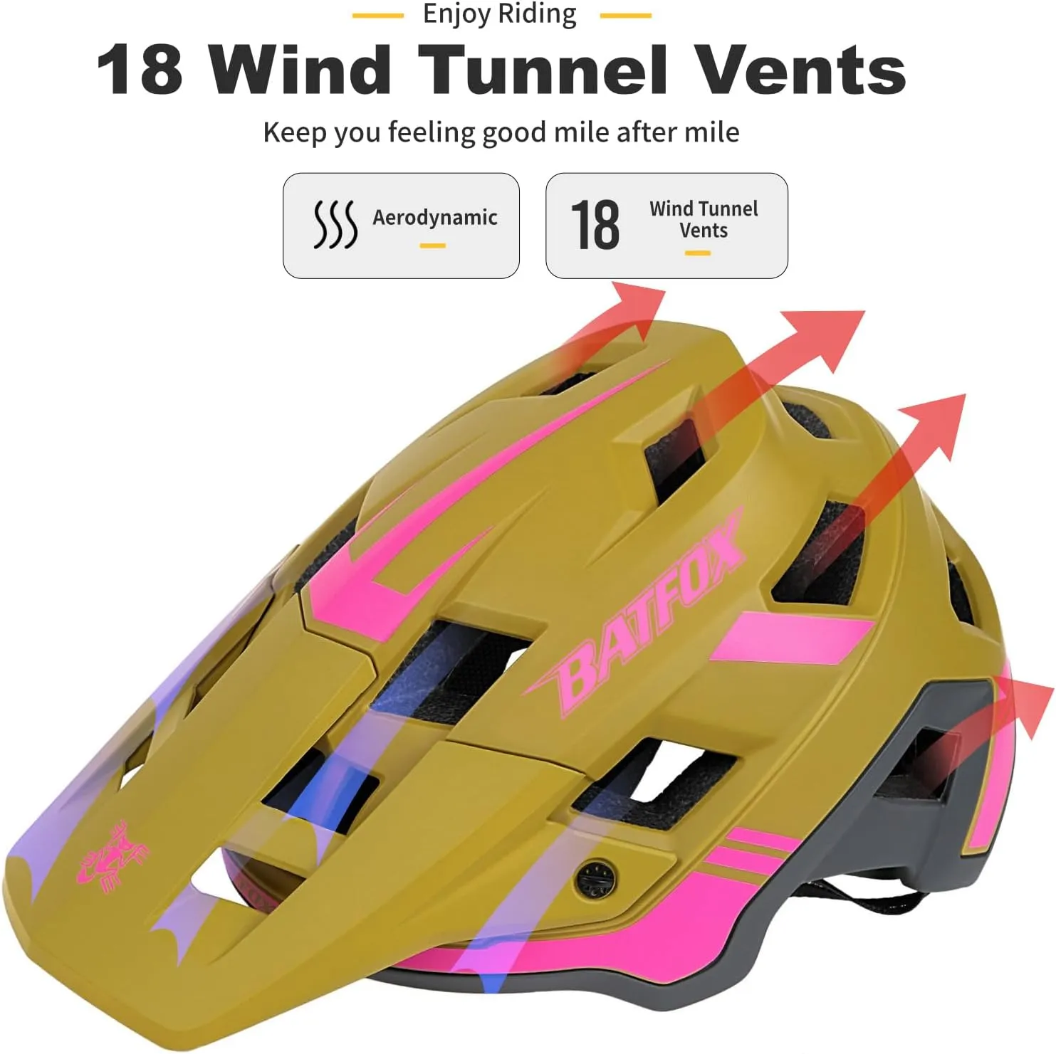 BATFOX Bike Helmet,Mountain Bike Helmet Helmets for Men Women Adults Youth