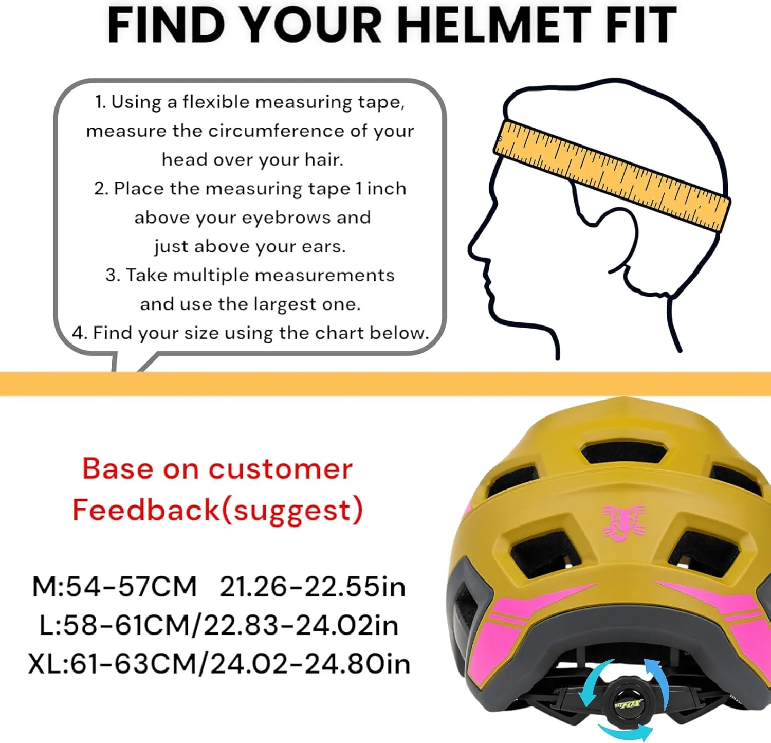 BATFOX Bike Helmet,Mountain Bike Helmet Helmets for Men Women Adults Youth