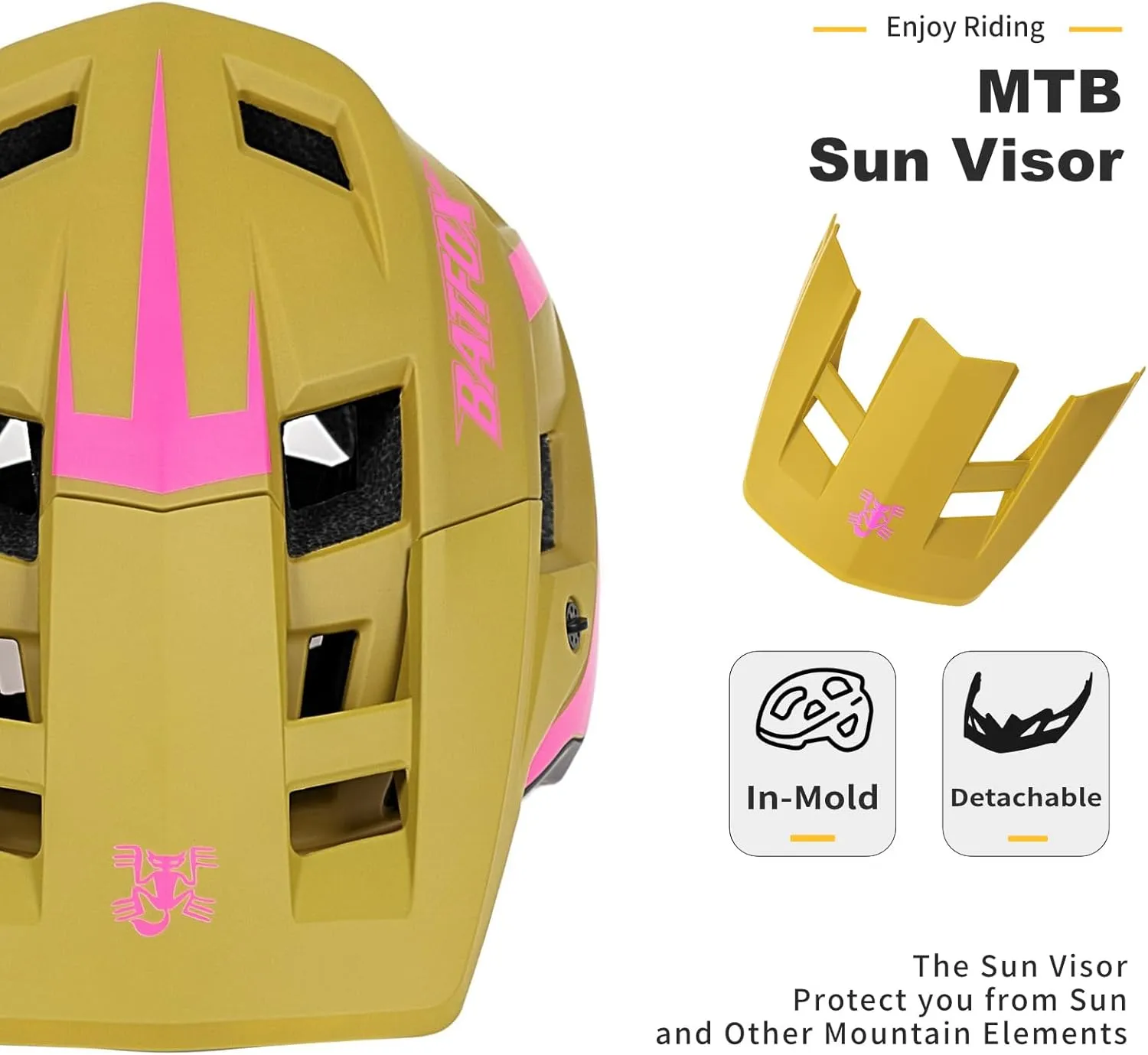 BATFOX Bike Helmet,Mountain Bike Helmet Helmets for Men Women Adults Youth
