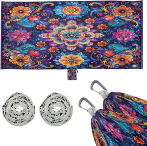Beautiful Mexican Floral Patterns Camping Hammock, 330 lbs with 2 Tree Straps, Carry Bag, Single Portable Hammock for Outdoor/Indoor, Hiking, Beach, Backpacking, Travel