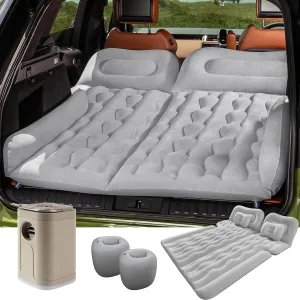 BEBAS Car Air Mattress for SUV, Quick Inflation Travel Bed with Air Pump, Portable Durable Comfortable Sleeping Pad Fits Most SUVs, Sedans, Trucks, Camping & Road Trips, Gray