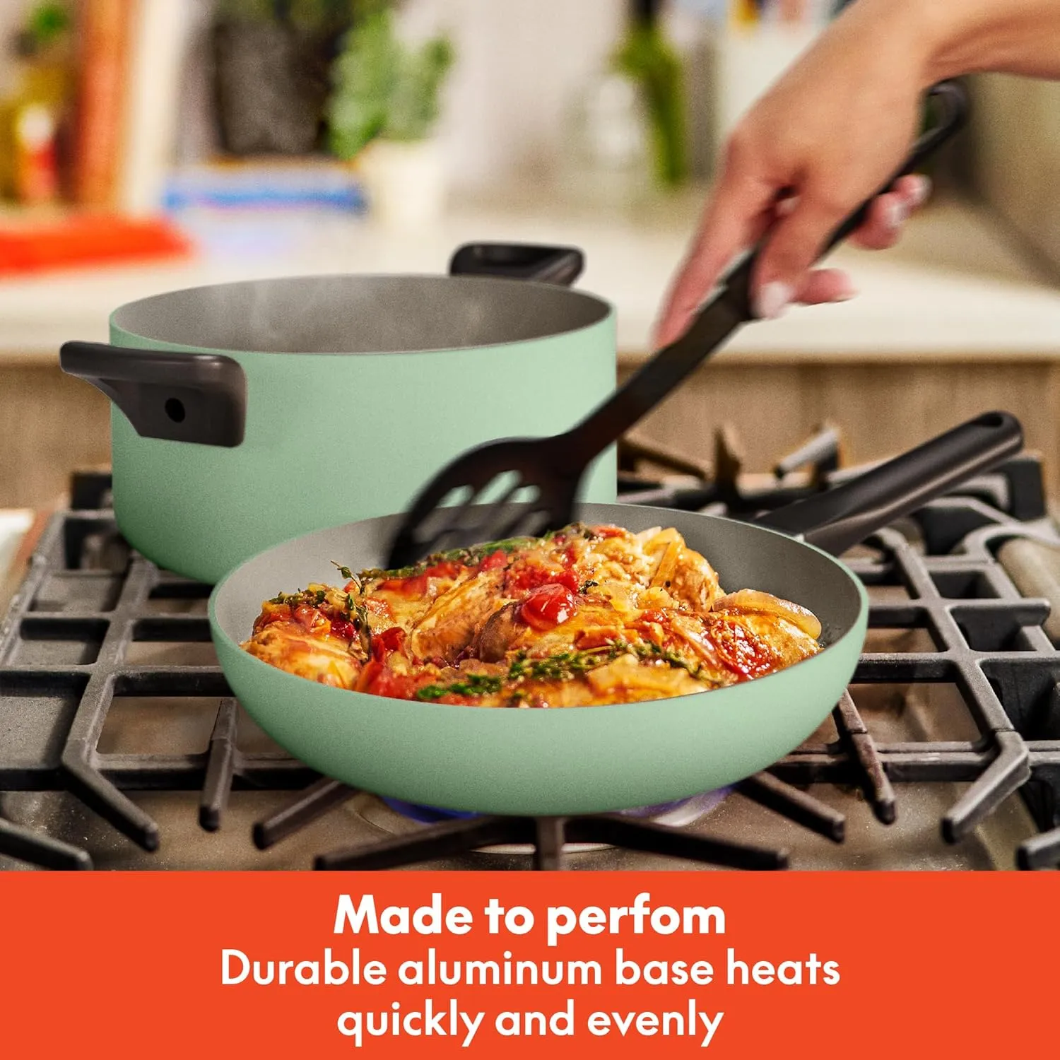 bella 21 Piece Kitchen Set with EverGood™ Ceramic Nonstick Coating​, Dishwasher & Oven Safe, All Stovetops Compatible, Tempered Glass Lids & Cool Touch Handles, Seaglass