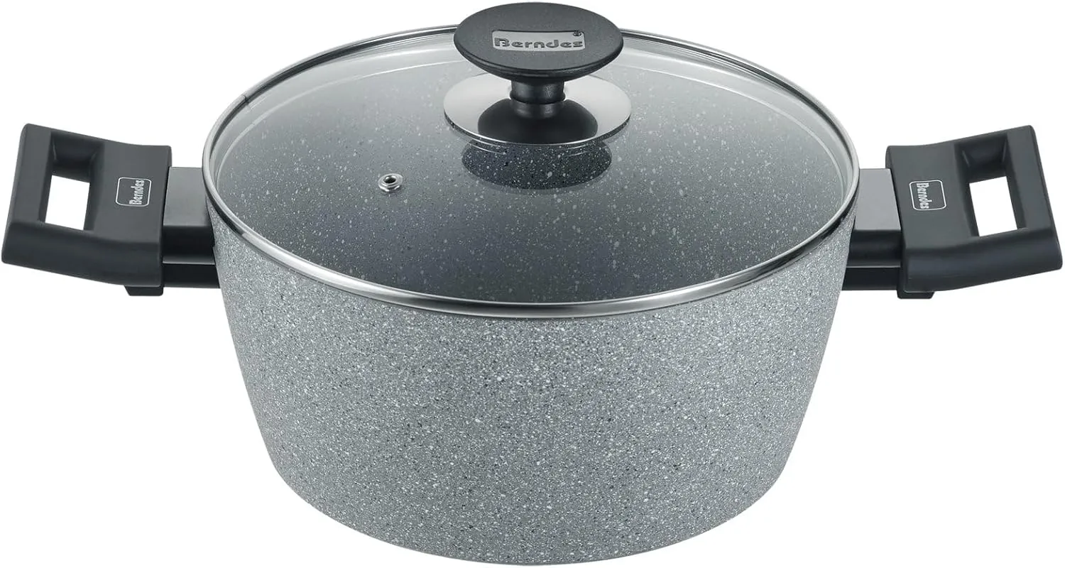 Berndes Saucepan 24 cm Aluminium Induction Special Edition Cooking Pot with Glass Lid for All Types of Cookers, Non-Stick Coating, Suitable for Induction Cookers, Soft-Touch Handles