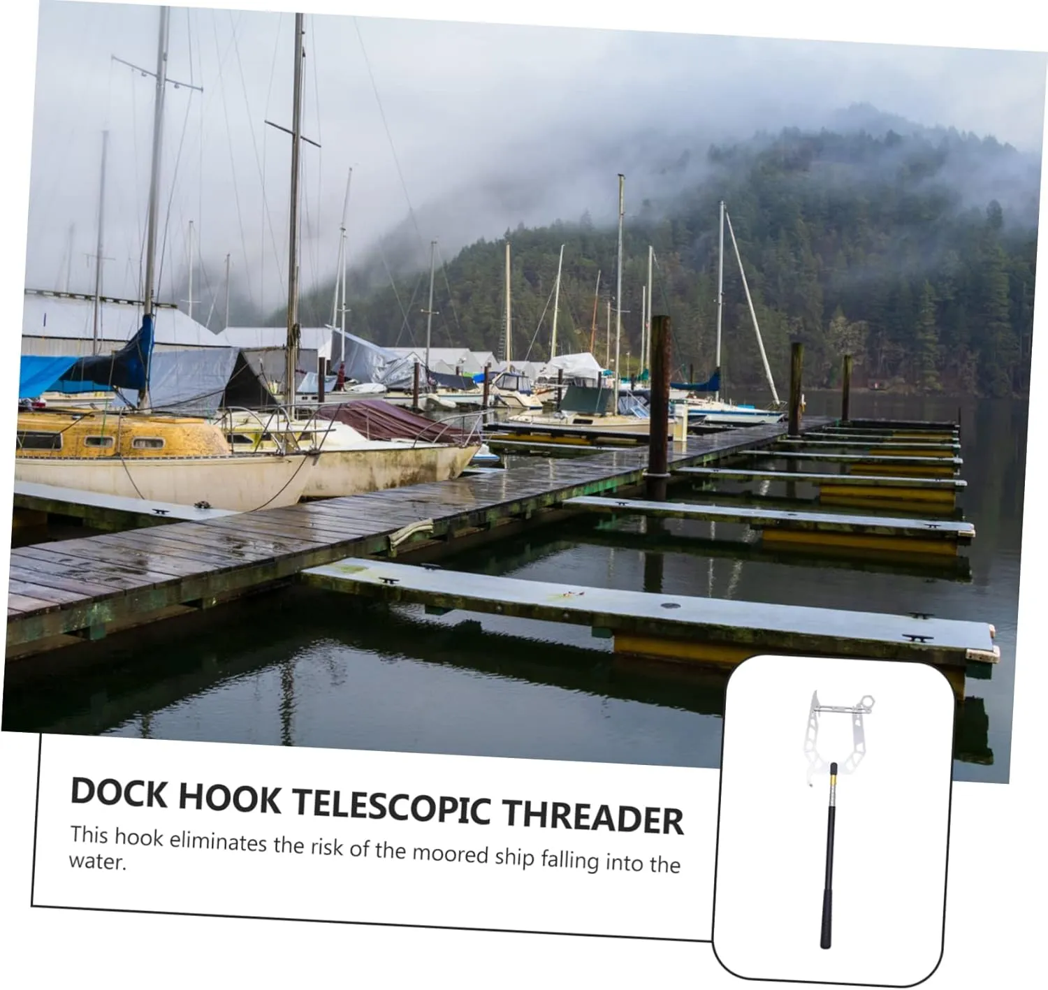 BESPORTBLE 2 Sets Boat Hook Telescoping Pole Telescopic Hook Pole Tie Rope Hook Dock Hook Extension Pole Boat Rope