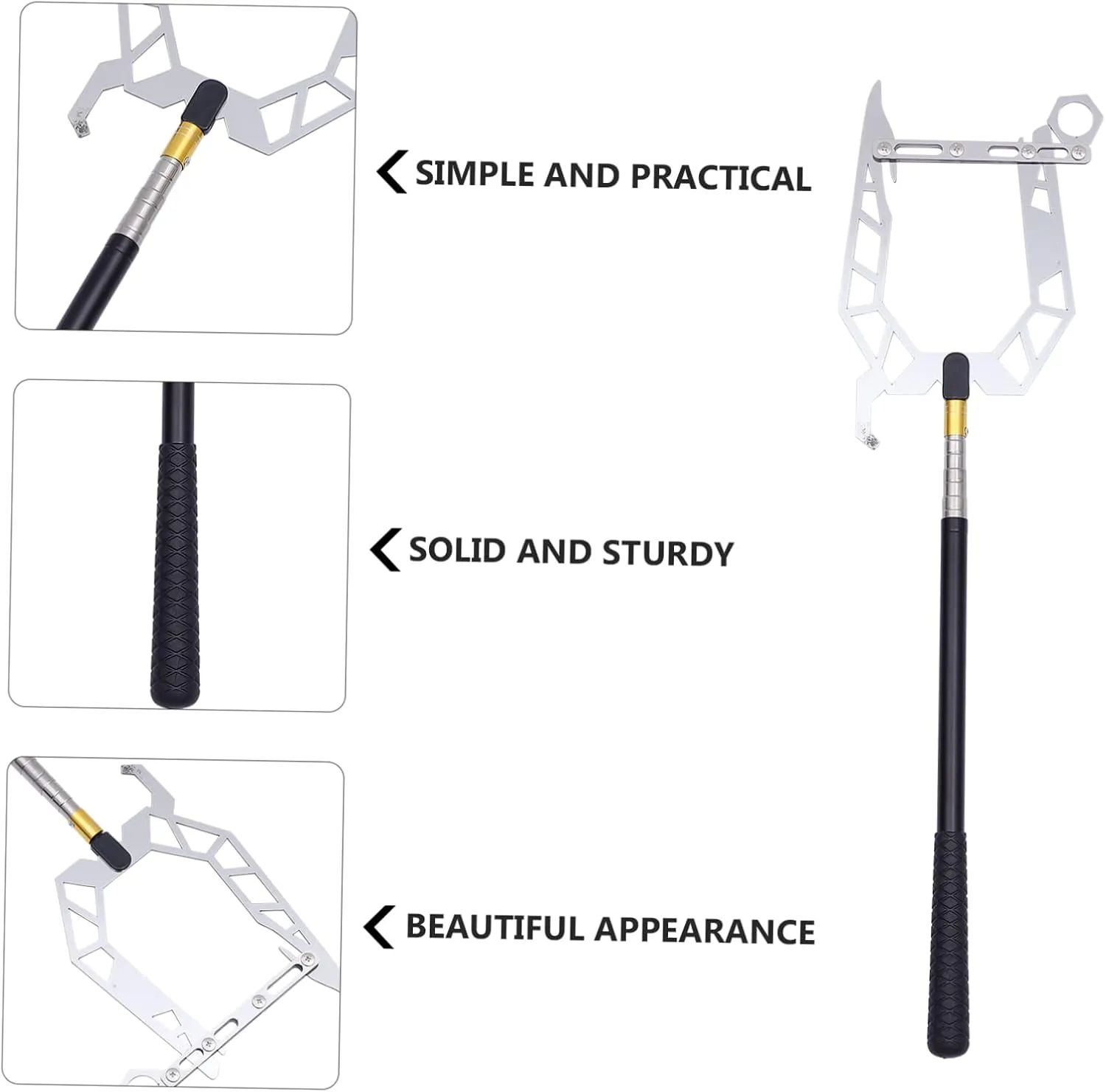 BESPORTBLE 2 Sets Boat Hook Telescoping Pole Telescopic Hook Pole Tie Rope Hook Dock Hook Extension Pole Boat Rope