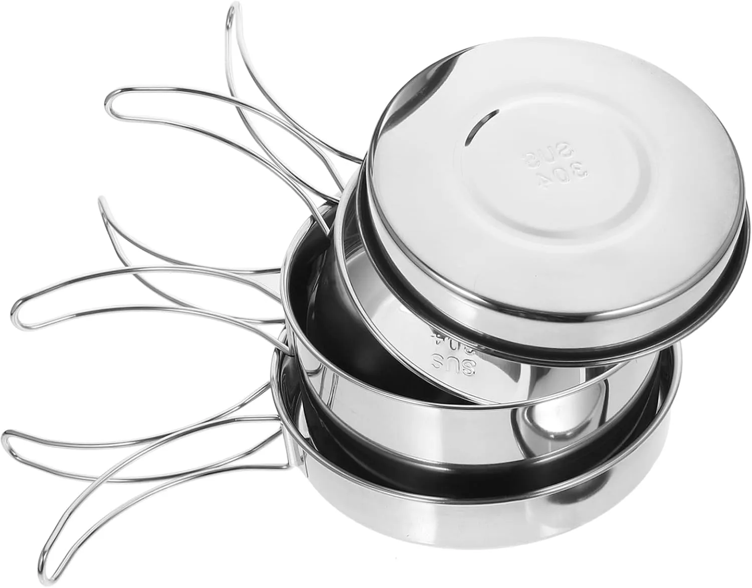 BESPORTBLE 4-Piece Camping Cookware Set Lightweight Portable Pot Pan for Outdoor Cooking Stainless Steel
