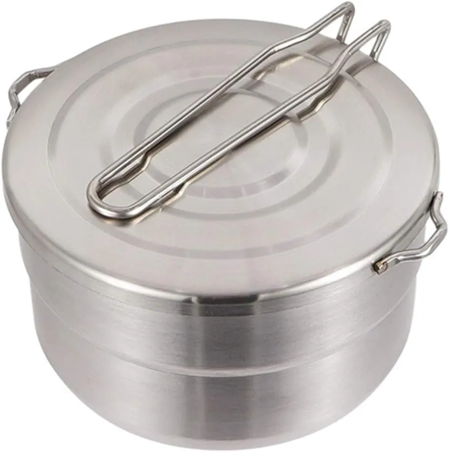 BESPORTBLE Foldable Hiking Cook Pot Portable Camping Cookware Stainless Steel Cooking Pot Set