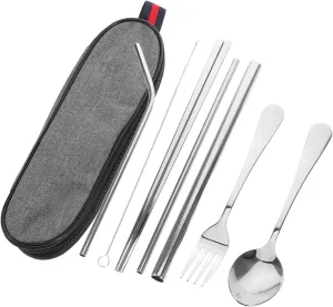 BESPORTBLE Picnic Cookware 5-piece Stainless Steel Camping Utensil Set Portable Dinner Tableware for Outdoor Activities Hiking and Travel