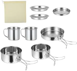 BESPORTBLE Stainless Steel Camping Cookware Set BBQ Pot Cooking Utensils for Outdoor