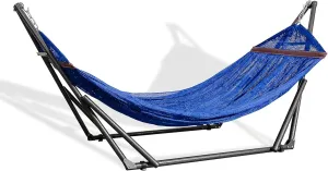 Best Home Fashion Hammock With Collapsible Steel Stand & Carrying Case, Portable & Adjustable, Perfect For Camping Beach Summer