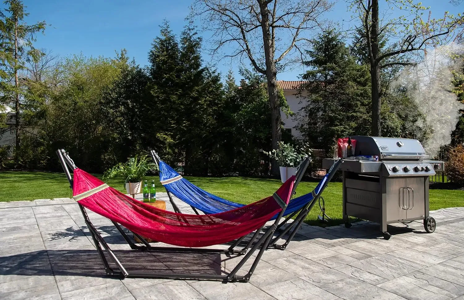 Best Home Fashion Hammock With Collapsible Steel Stand & Carrying Case, Portable & Adjustable, Perfect For Camping Beach Summer