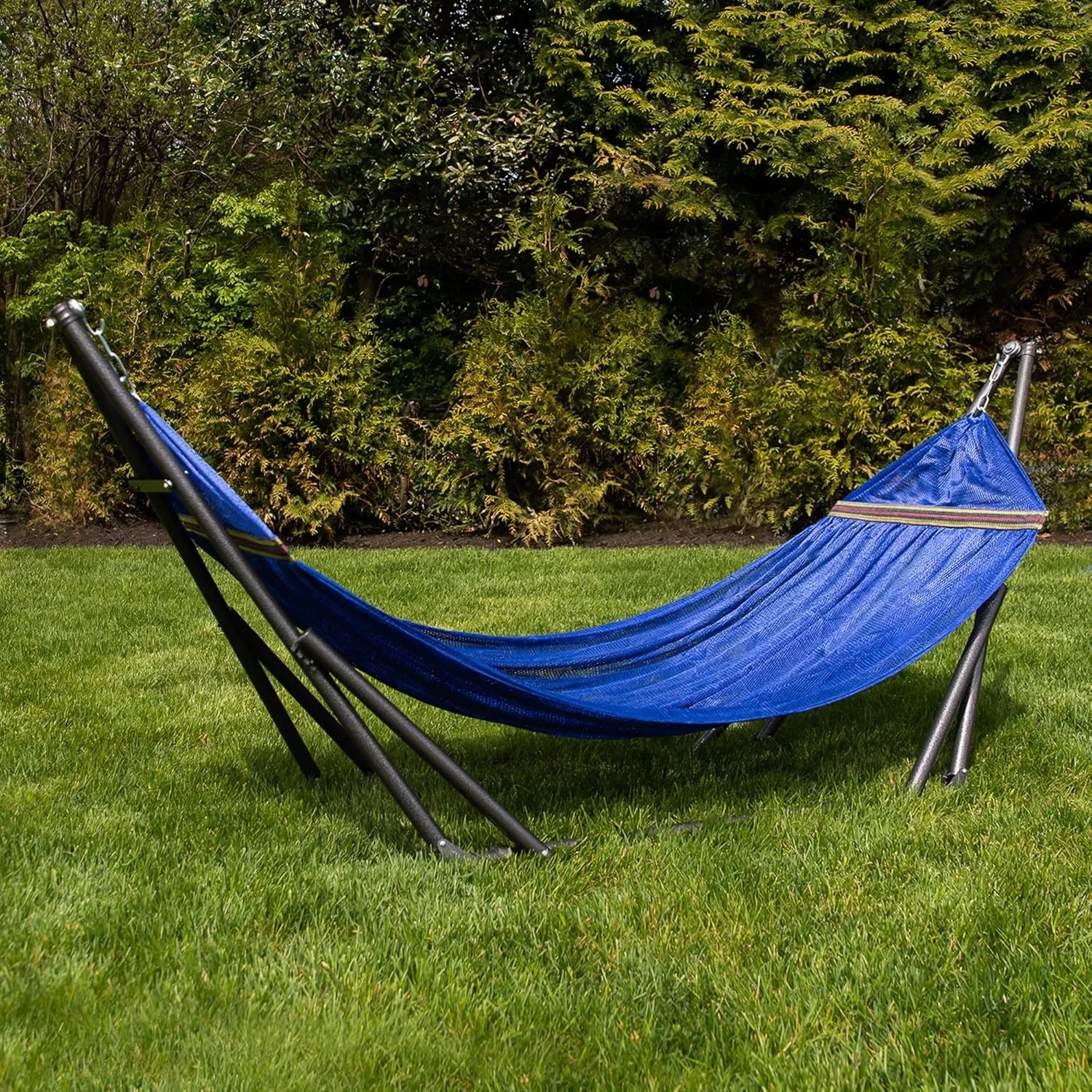 Best Home Fashion Hammock With Collapsible Steel Stand & Carrying Case, Portable & Adjustable, Perfect For Camping Beach Summer