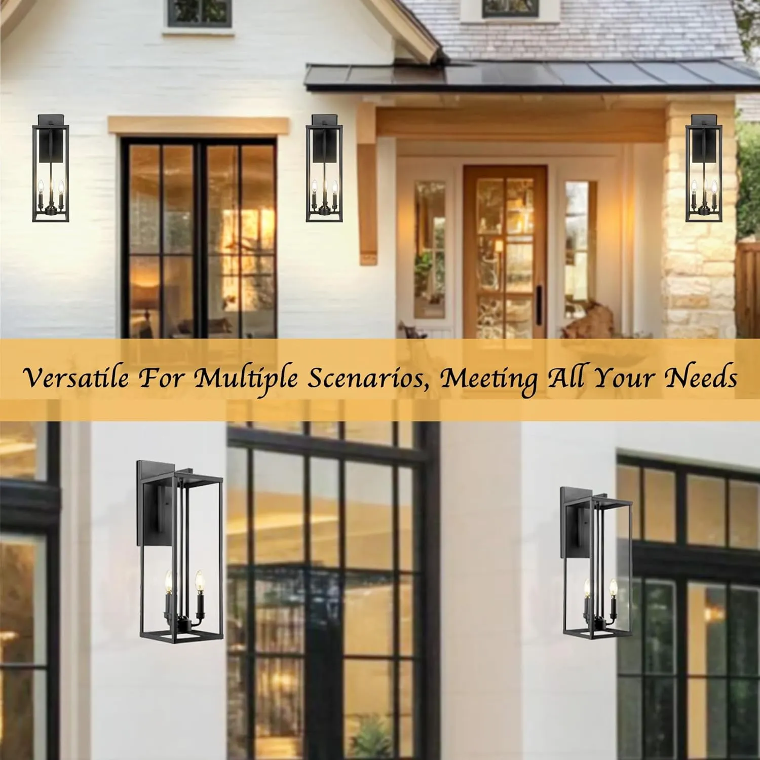 Bestshared Outdoor Wall Lantern, 24 Inch Tall Large Wall Sconce Clear Glass, Anti-Rust Modern Black Outside Lantern Lamp for House Front Porch Doorway Patio (Black, 24"-1 Pack)