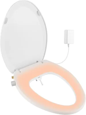 Bidet Toilet Seat Elongated, Heated Toilet Seat, Rear and Feminine Washing, Electric, Slow Close Lid, Night Light, Ambient Water Temperature, White
