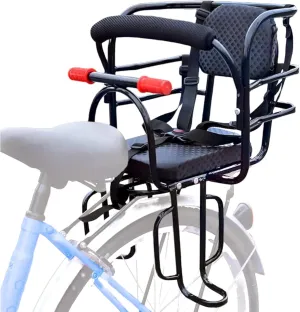 Bike Child Seat, Bike Kids Seat with Cushion Backrest Armrest and ​Fence Guadrail, Electric Bike Child Seat for 2-6 Years Old, High Seat Cushion Backrest Mountain More Safety (Back-seat)
