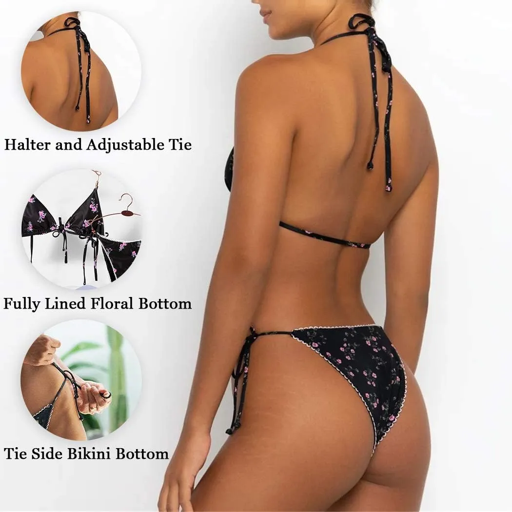 Bikinis Swimsuit Set for Women Swimwear Triangle Bathing Suit Tie String Thong