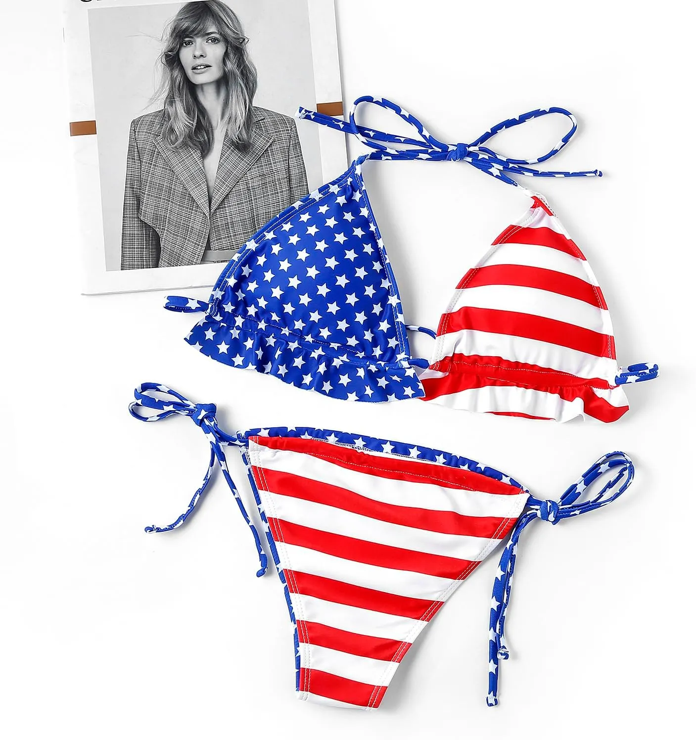 Bikinis Swimsuit Set for Women Swimwear Triangle Bathing Suit Tie String Thong
