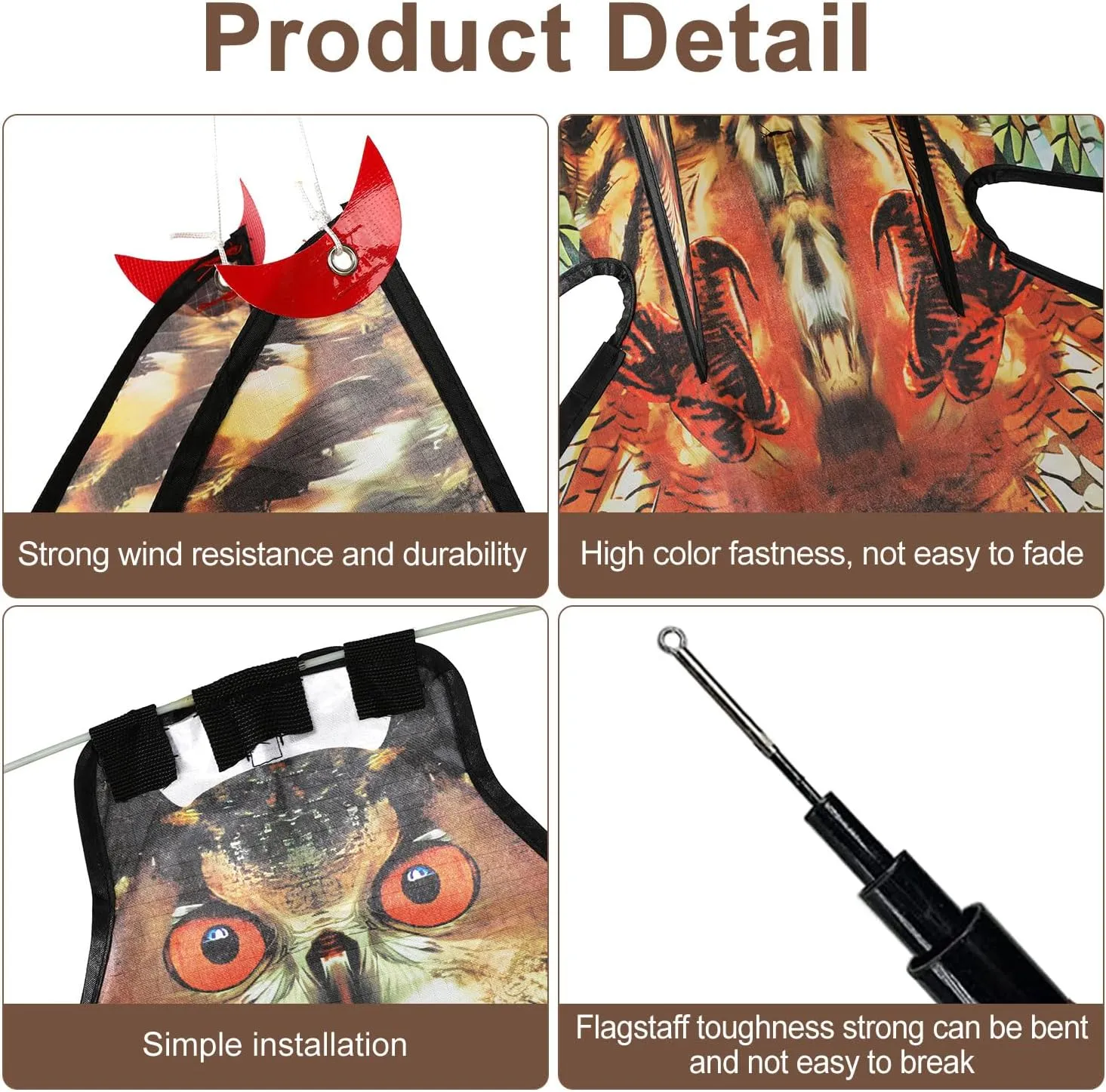 Birds Scaring Hawk Flying Kite with Pole Professional Pigeon Scarer