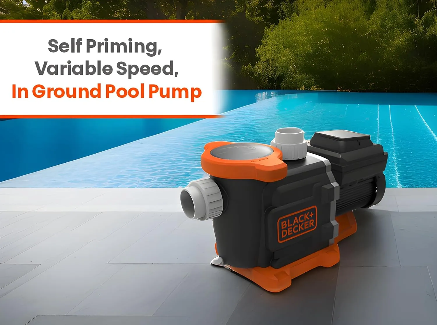 BLACK DECKER Variable Speed Pool Pump Inground with Filter Basket and Easy Programmable Touch Pad Interface, 1.5 HP