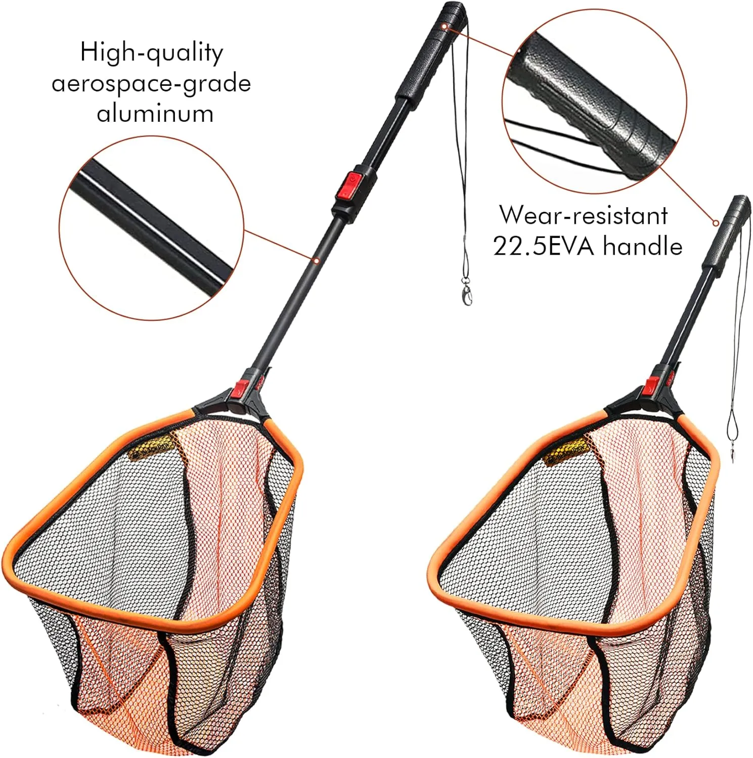 Black Paw Floating Fishing Net - Telescopic, Foldable, Rubber Coated Landing Net with Neoprene Foam Edging, Aerospace-Grade Aluminum, Easy Catch & Release of Fly, Salmon, Bass