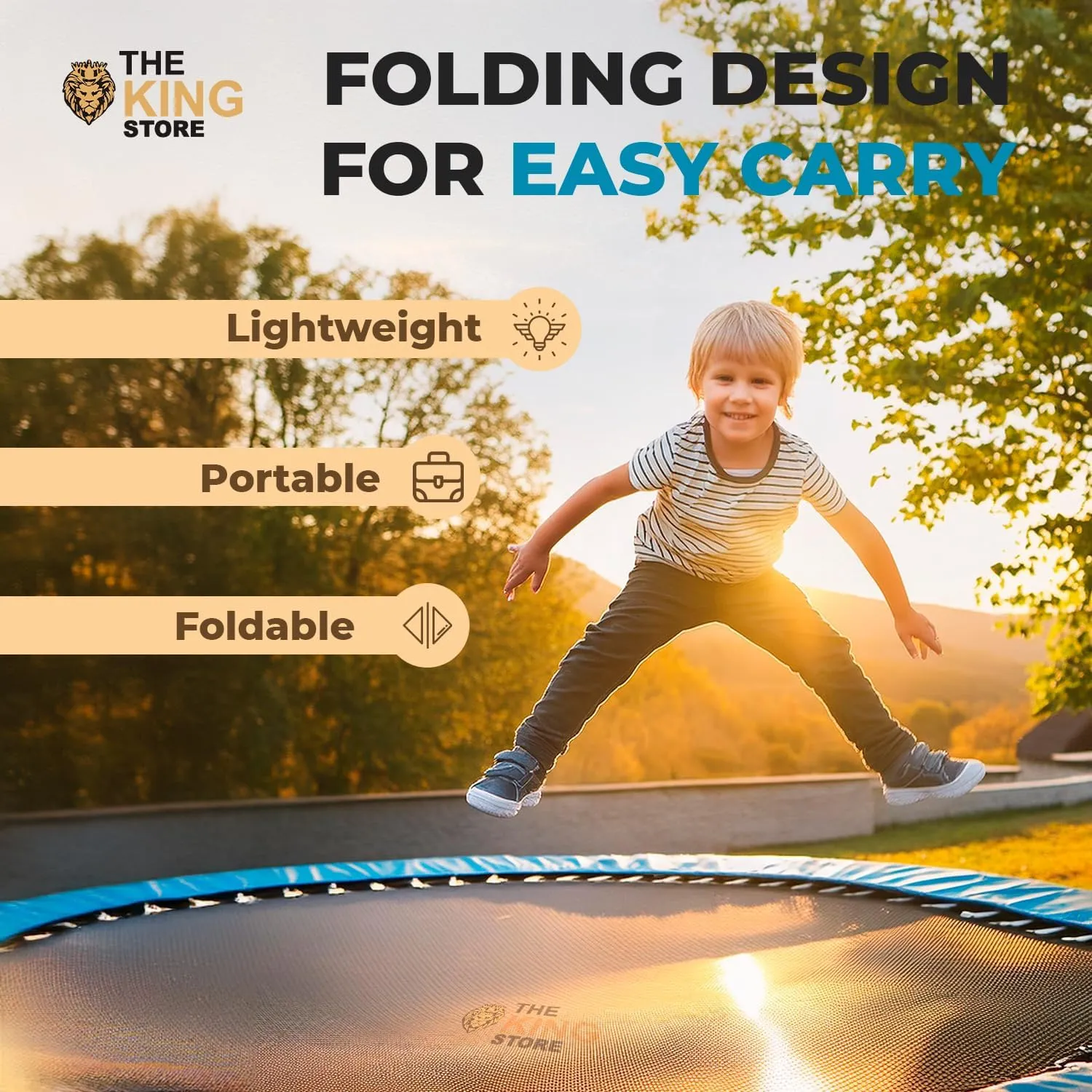 Blue Trampoline Round Pad Replacement Fits 8ft to 16ft Frame, Waterproof and Tear-Resistant, Trampoline Safety Spring Pad Cover, No Hole for Pole