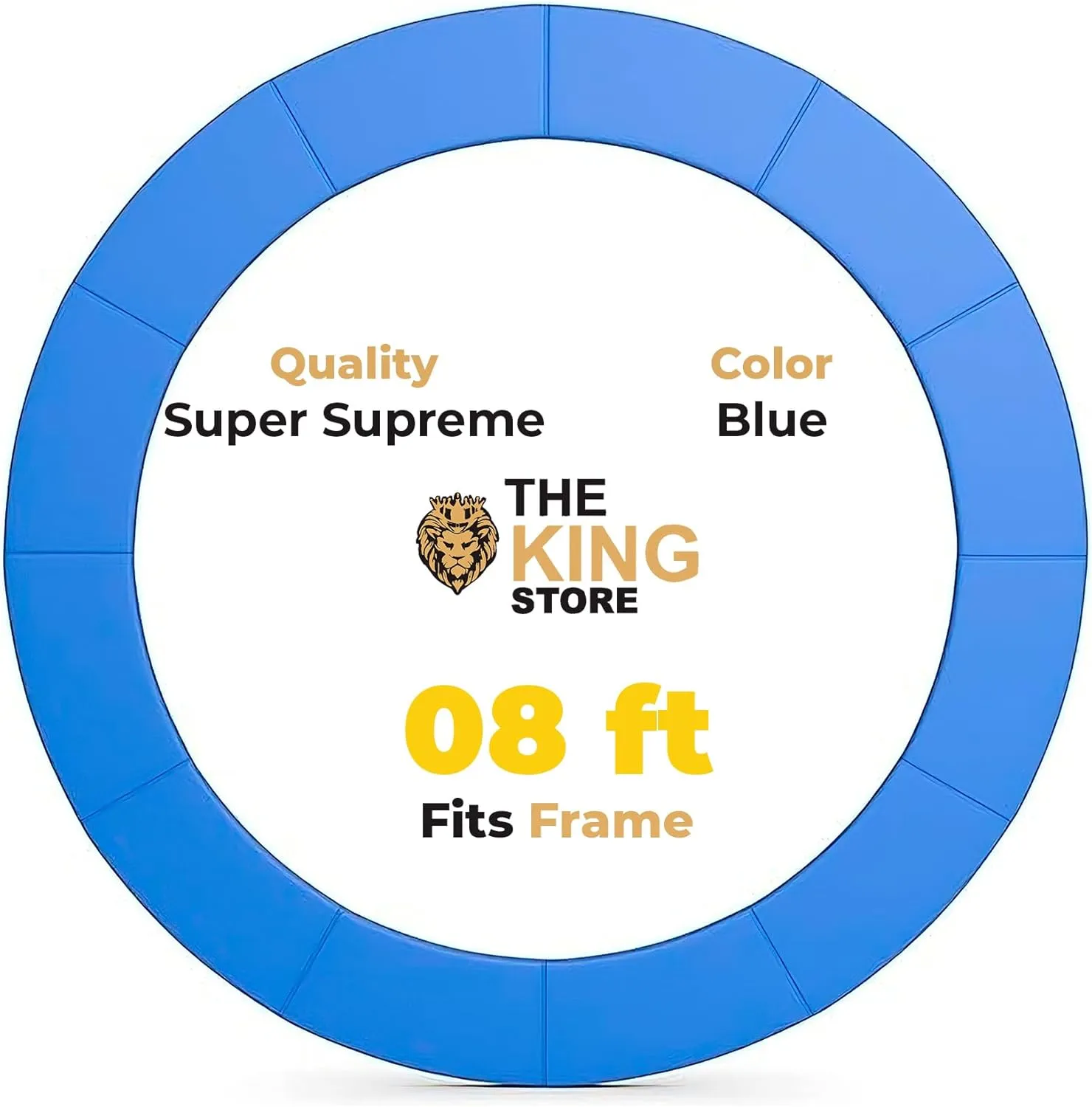 Blue Trampoline Round Pad Replacement Fits 8ft to 16ft Frame, Waterproof and Tear-Resistant, Trampoline Safety Spring Pad Cover, No Hole for Pole