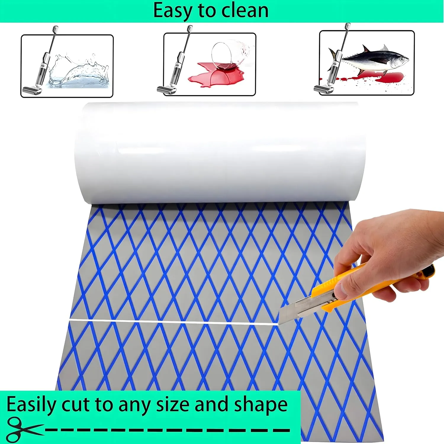 Boat Flooring EVA Foam Boat Decking Self-Adhesive Faux Teak Marine Sea Deck Non-Slip Mat for Decking Yacht Motorboat Fishing Boat Surfboard,102.4"/94.5"/86.6"/x 37.4"
