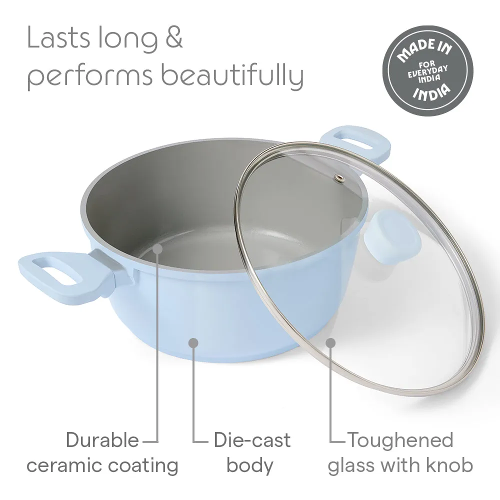 Borosil Vajra Ceramic Casserole, 18 cm