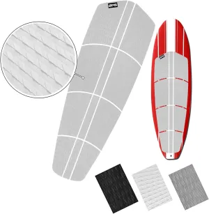 BPS 12 Piece 8 Piece Premium EVA Foam Surfboard Traction Pad Non-Slip Trimmable Deck Sheet 3M Adhesive for Longboard SUP Paddleboard Surfboard White, Black, Grey