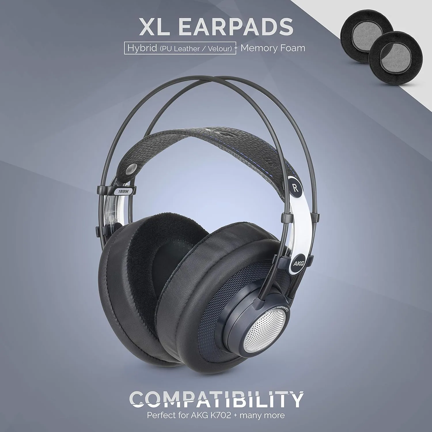 Brainwavz XL Hybrid Memory Foam Earpads for AKG 701 & Many Other Large Over The Ear Headphones - Sennheiser, JBL, Bayerdynamic, HifiMan, ATH, Philips, Fostex, Sony Ear Pads