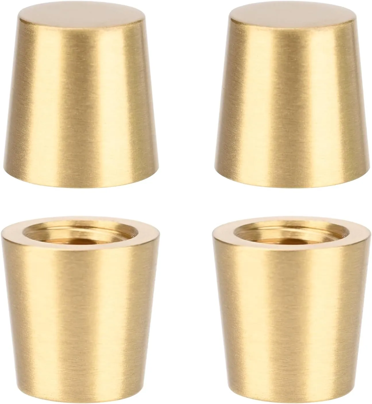 Brass Cutting Board Feet, Walnut Wood Cutting Board Feet, Polished and Anti Skid Pad with Stainless Steel Screws & Brass Washers-Ideal for Kitchen Appliances（Cone-Shaped）