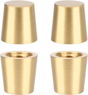 Brass Cutting Board Feet, Walnut Wood Cutting Board Feet, Polished and Anti Skid Pad with Stainless Steel Screws & Brass Washers-Ideal for Kitchen Appliances（Cone-Shaped）