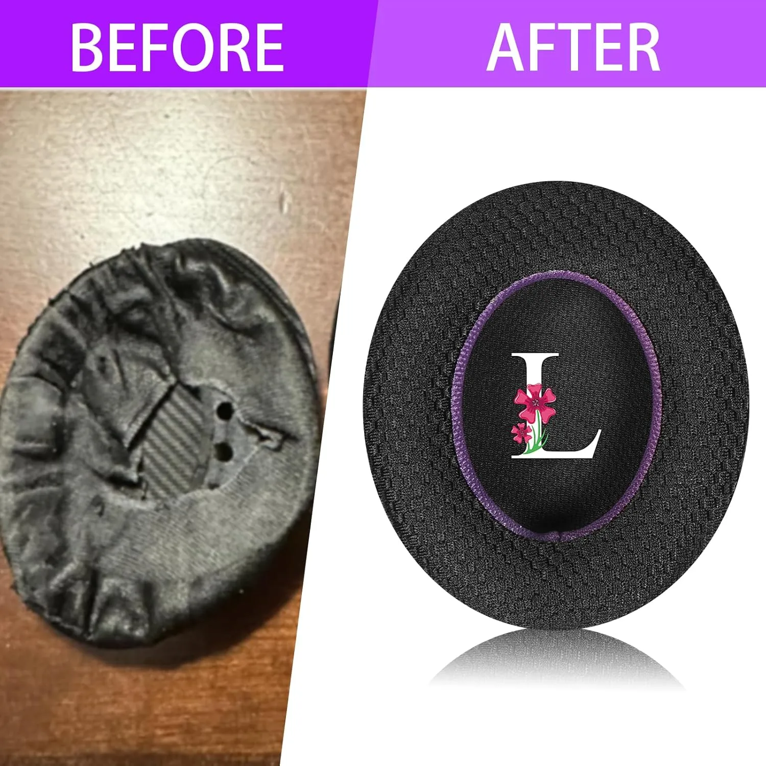 Breathable Mesh Replacement Earpads for SENNHEISER MOMENTUM3 in Black/Purple