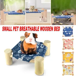 Breathable Wooden Hamster Bed Nest Supplies Dismantle Washable Hammock Pet House