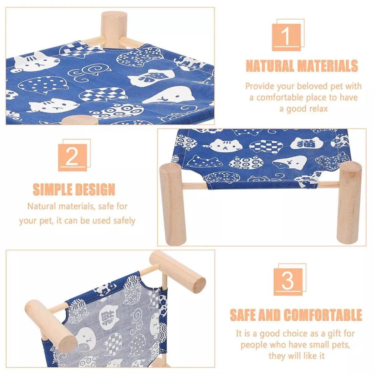 Breathable Wooden Hamster Bed Nest Supplies Dismantle Washable Hammock Pet House