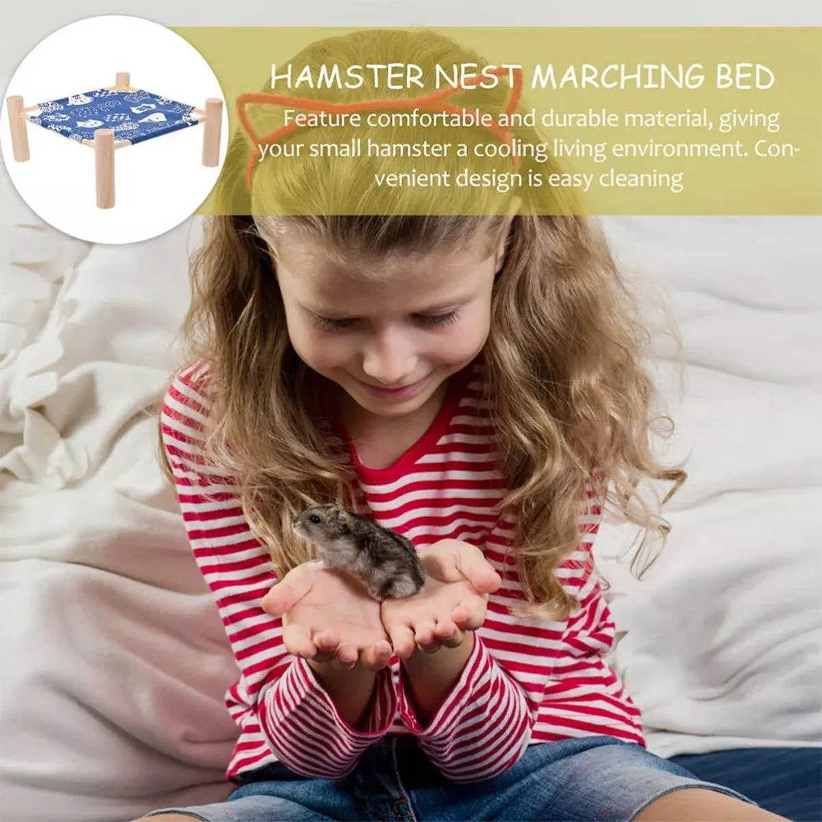 Breathable Wooden Hamster Bed Nest Supplies Dismantle Washable Hammock Pet House
